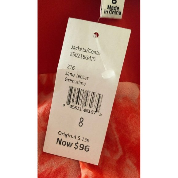 NWT CAbi Size‎ 8 Jane Wrap JACKET BLAZER GRENADINE ORANGE Style #216 MSRP $100 - Picture 4 of 5